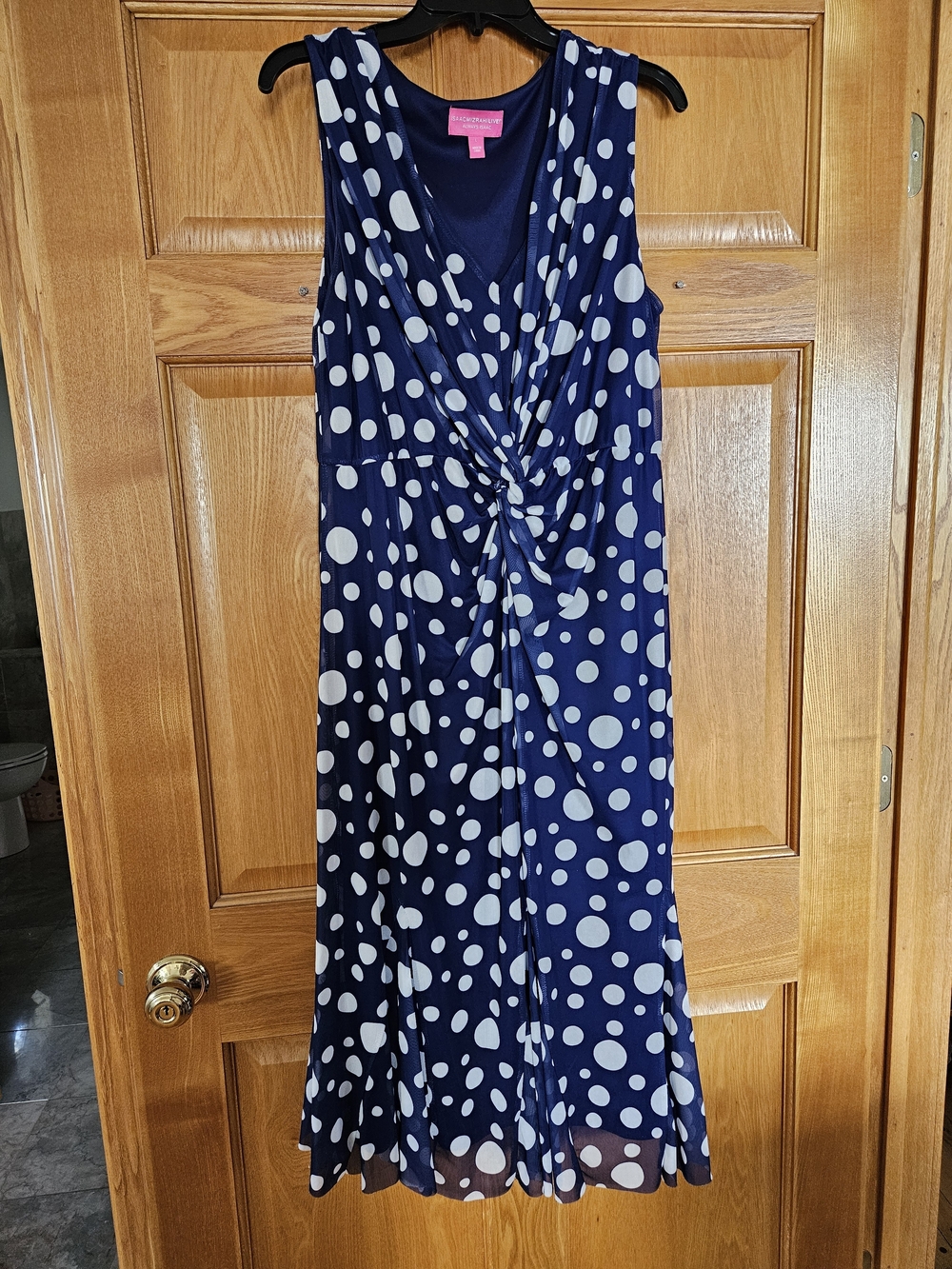 Navy Blue Polka Dot Midi Dress